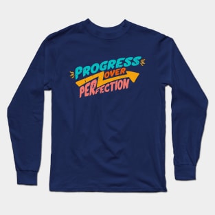 Vintage Progress Over Perfection // Retro Inspiration Motivation Long Sleeve T-Shirt